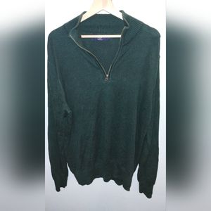 J. Crew Factory | Men's Cotton and Cashmere Quarter Zip Sweater | Dark Green | L